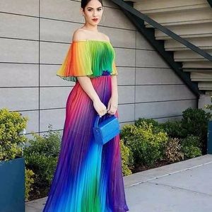 Rainbow maxi pleated dress